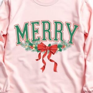Merry Christmas Bow T-shirt White with Pink, Green S M L XL XXL Classic tshirt